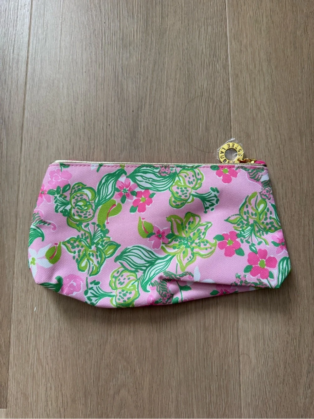 Lilly Pulitzer x Estée Lauder Pink Green Floral Cosmetic Pouch